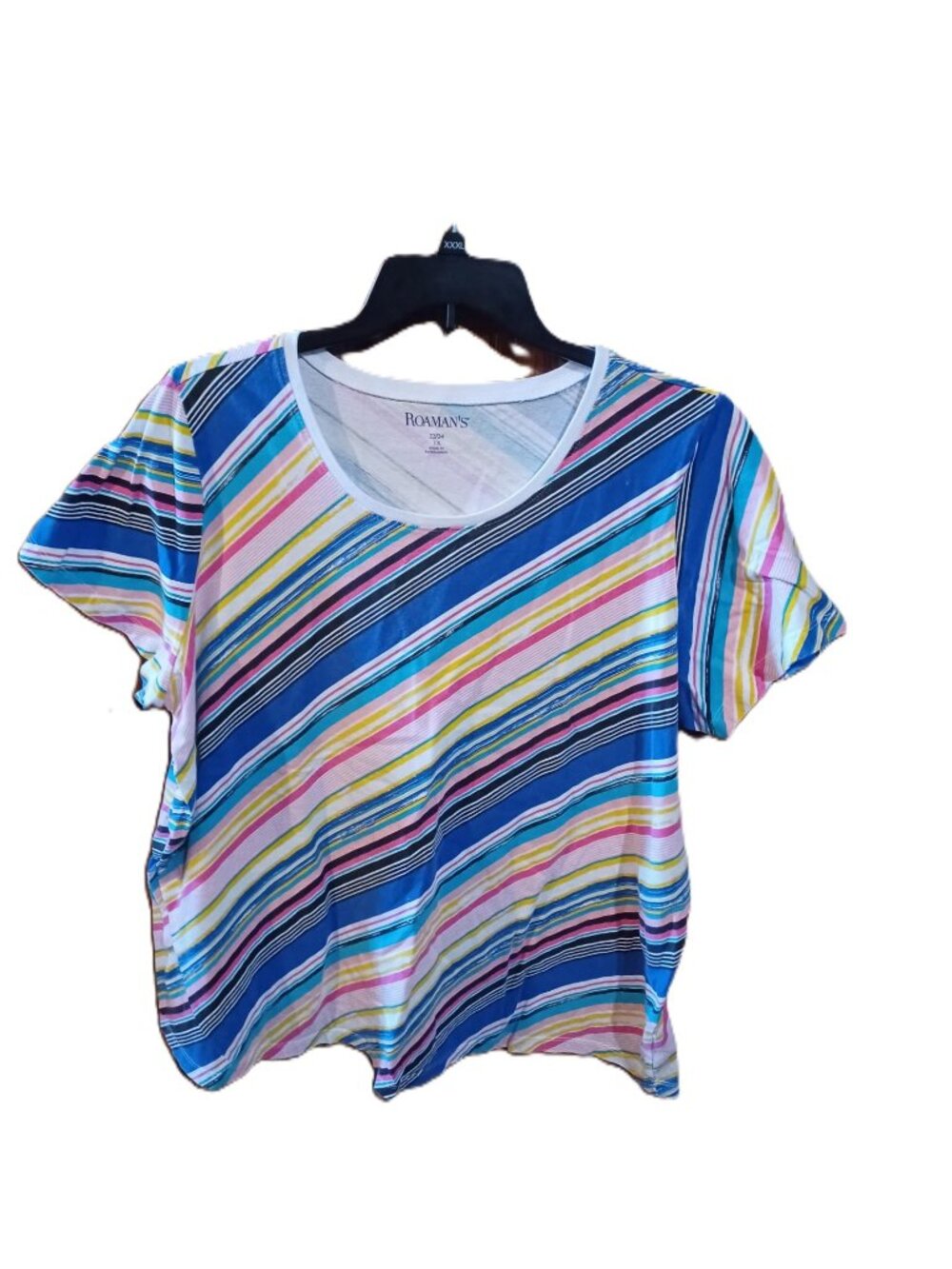 Roamans Multi-Colored Striped Top Plus Size 1X - Picture 2 of 3